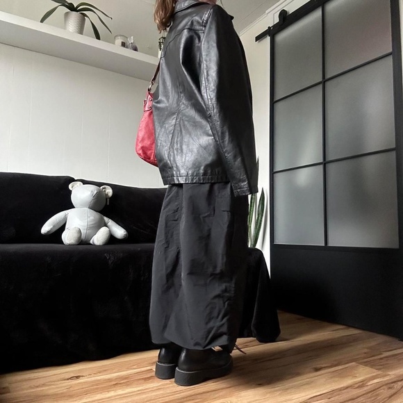 Vintage Black Genuine Leather Collared Jacket - Picture 3 of 8